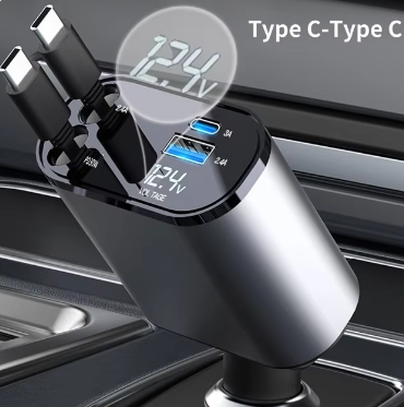 120W USB-C Retractable Car Charger — 4-in-1 Fast Charge