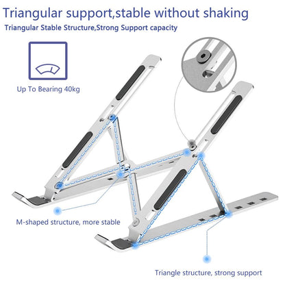 Adjustable Aluminum Laptop Stand — Foldable & Portable