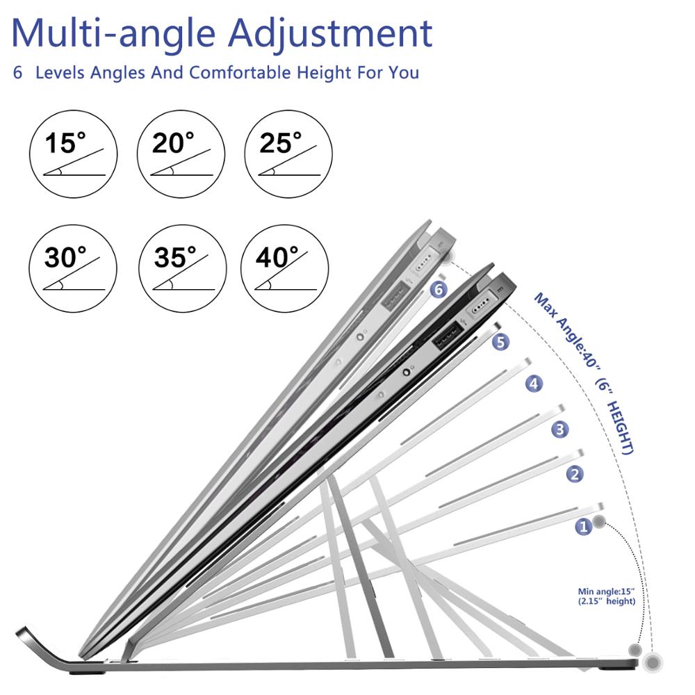 Adjustable Aluminum Laptop Stand — Foldable & Portable