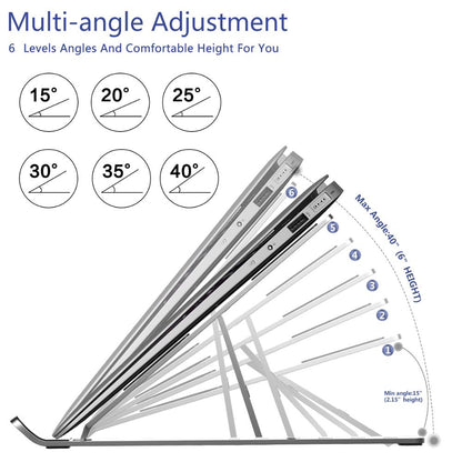Adjustable Aluminum Laptop Stand — Foldable & Portable
